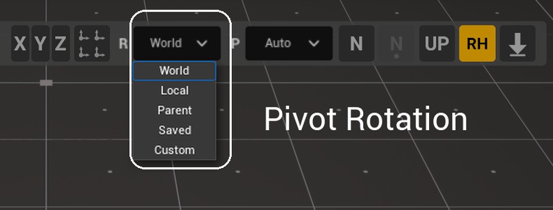 The constraints cluster of the Stripe UI with the R dropdown open: World, Local, Parent, Saved, Custom